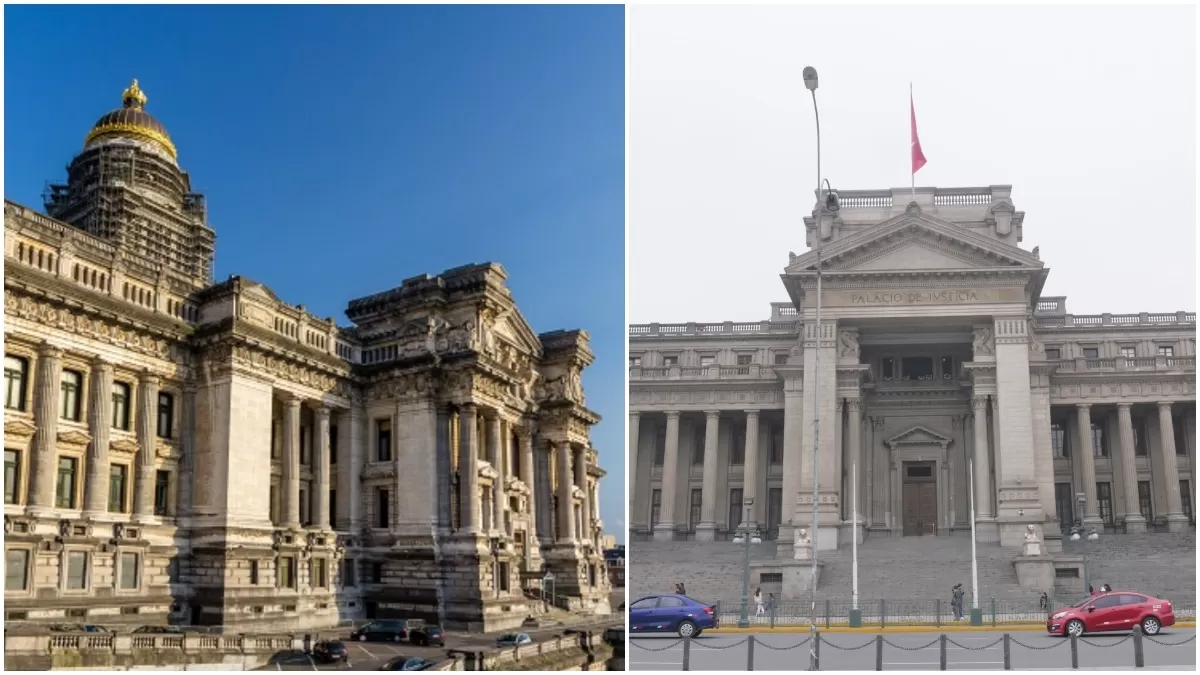 Palacio de Justicia de Bruselas y Lima, respectivamente. (Foto: Abruselas / Útileinteresante.pe)