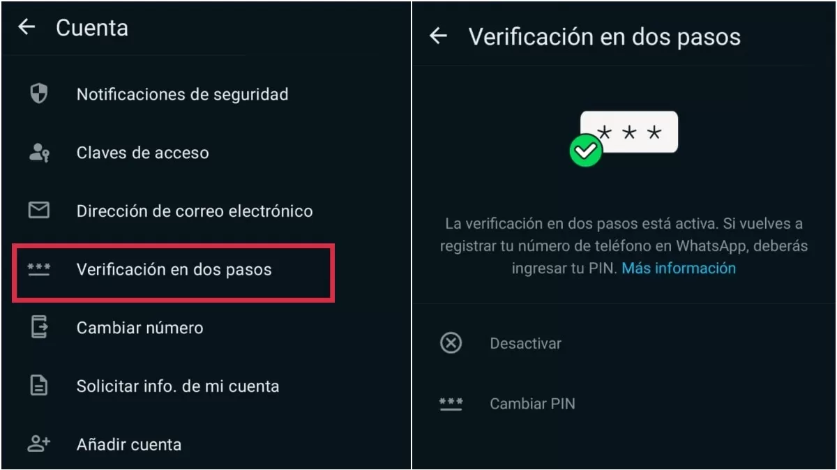 Pasos para activar la verificación de dos pasos en WhatsApp. (Imagen: ÚtileInteresante.pe)