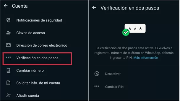 Pasos para activar la verificación de dos pasos en WhatsApp. (Imagen: ÚtileInteresante.pe)