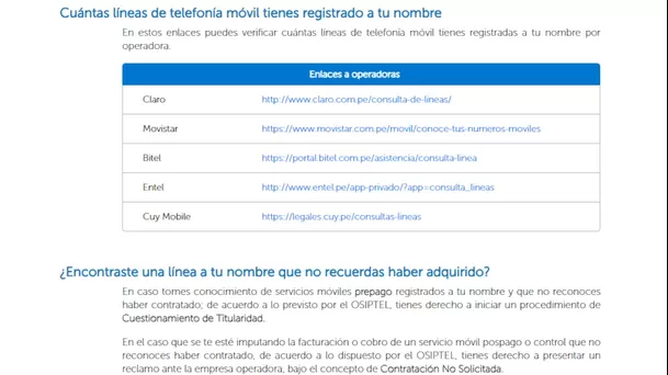 Imagen que verás para consultar cuántas líneas telefónica tienes registradas