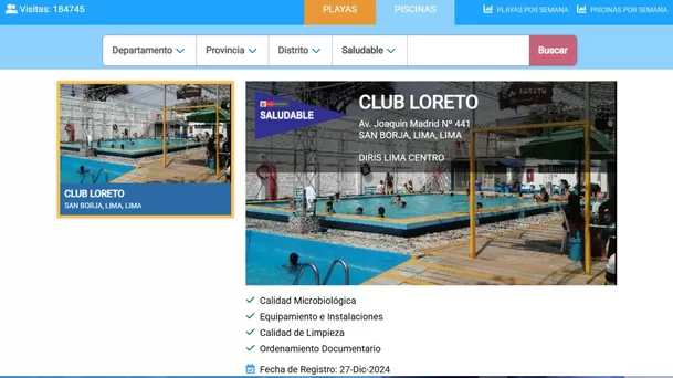 "Verano saludable" muestra las playas y piscinas saludables y no saludables del Perú.