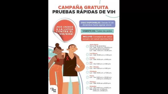 Pruebas de descarte de VIH gratuitas en Inppares