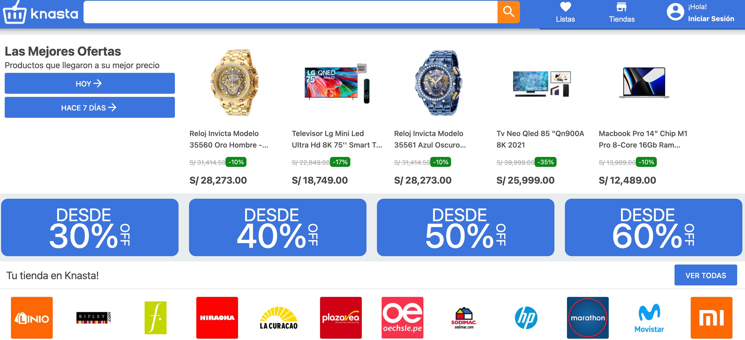 Comparador online de precios en Perú: Knasta.pe