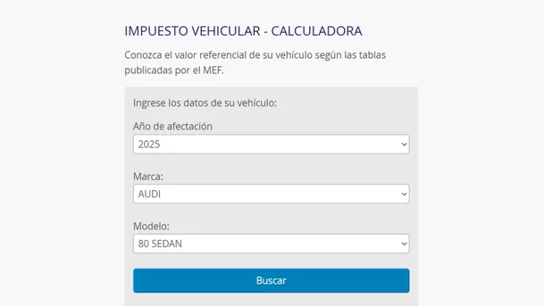 Calculadora de impuesto vehicular del SAT. 