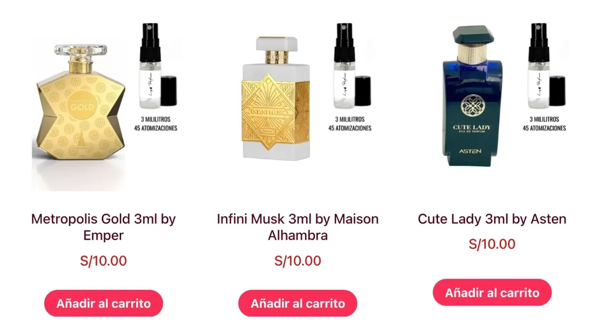 Decants de marcas exclusivas en Lujo Perfume Perú.