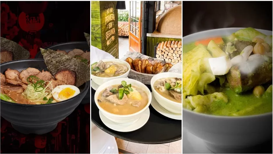 Lugares en Lima para degustar caldo de gallina, sopa criolla, patasca y otras variedades. (Fotos: Shimaya Ramen, Siete Sopas, Chío Sopas)