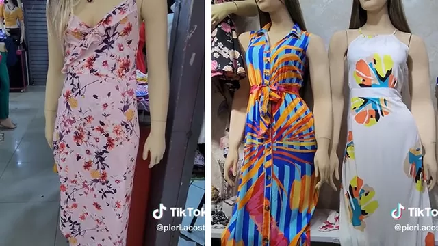 Vestidos largos y con estampados en tiendas de Gamarra. (Captura: @pieri.acosta)