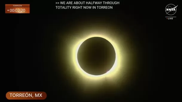 Eclipse solar total en Torreón, México. (Captura: NASA) Eclipse solar total en Torreón, México. (Captura: NASA)