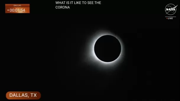 Eclipse solar total en Dallas, Texas en EE. UU. (Captura: NASA) Eclipse solar total en Dallas, Texas en EE. UU. (Captura: NASA)
