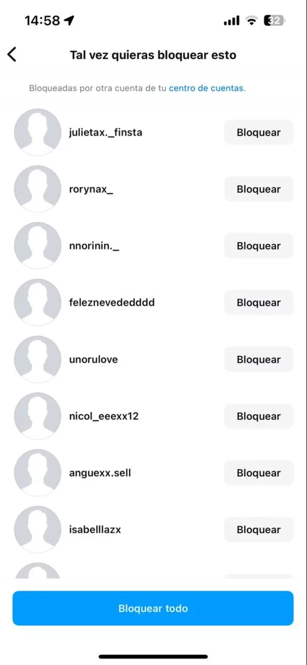 La lista que sugiere Instagram para que bloquees, puede ser de personas que miran tu perfil