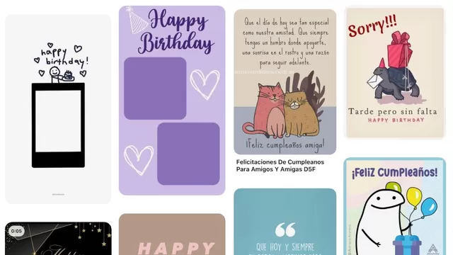 Tarjetas de cumpleaños en Pinterest. (Captura: ÚtileInteresante.pe)