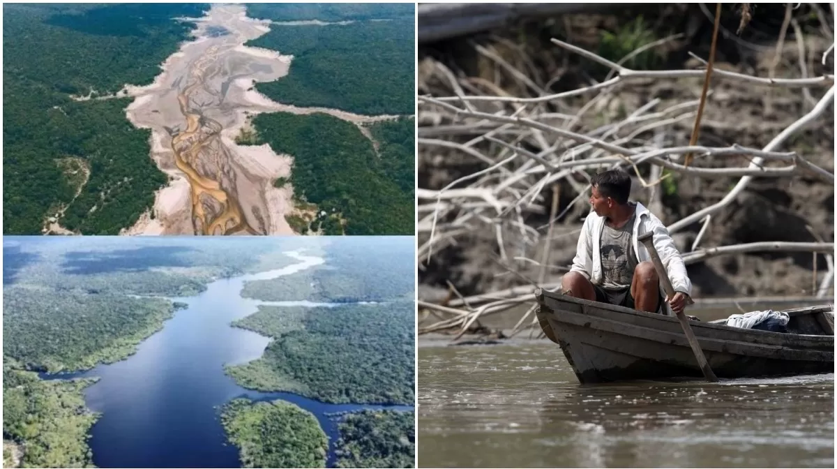 Pérdida de caudal del río Amazonas. (Fotos: Andina)