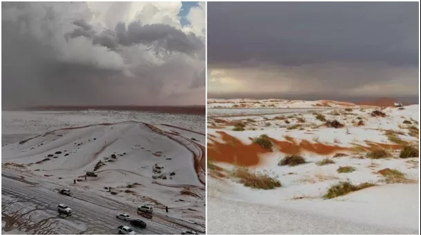 Nieve en Arabia Saudita. (Fotos: @Kiraguri254)