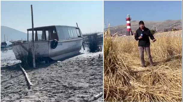 Descenso del nivel de agua en el Lago Titicaca en Puno. (Capturas: Canal N)