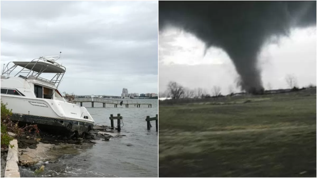 Previo a la llegada a tierra del huracán Milton, se reportaron tornados en diversas localidades de Florida. (Fotos: AFP)