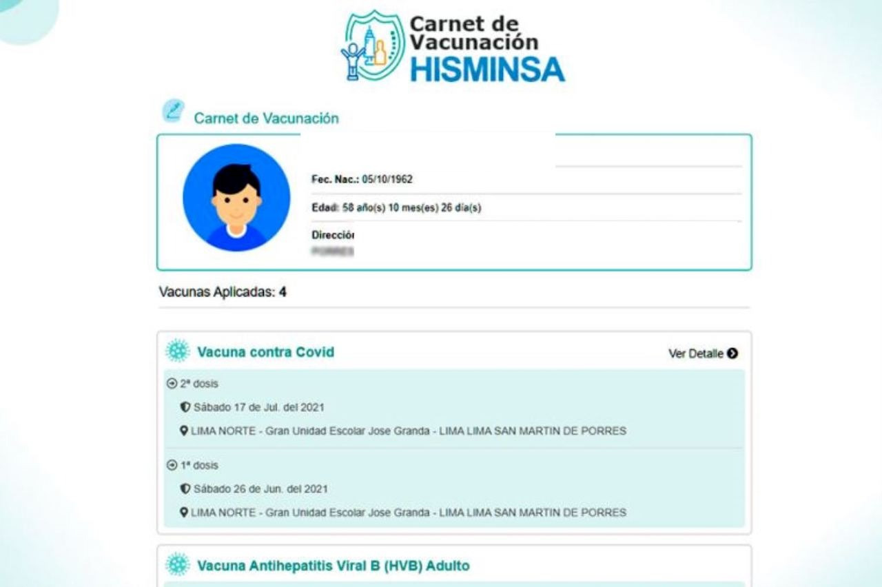 Así aparecerá tu carné de vacunación digital (Foto: Andina)