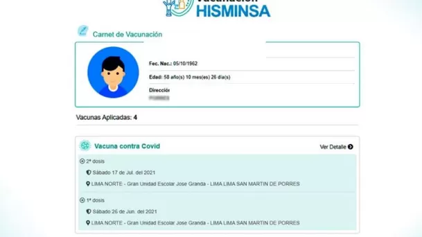Así aparecerá tu carné de vacunación digital (Foto: Andina)