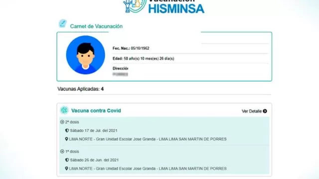 Así aparecerá tu carné de vacunación digital (Foto: Andina)