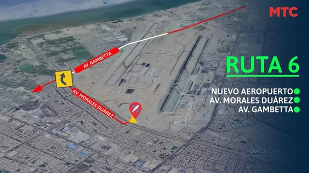 Rutas de salida del nuevo aeropuerto de Lima.