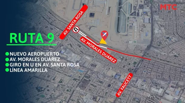 Rutas de salida del nuevo aeropuerto de Lima hacia el este.