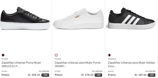 Ofertas de zapatillas en diversas marcas en Oechsle