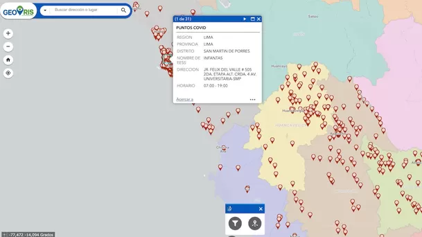 Mapa con los sitios donde puedes hacerte la prueba molecular gratis