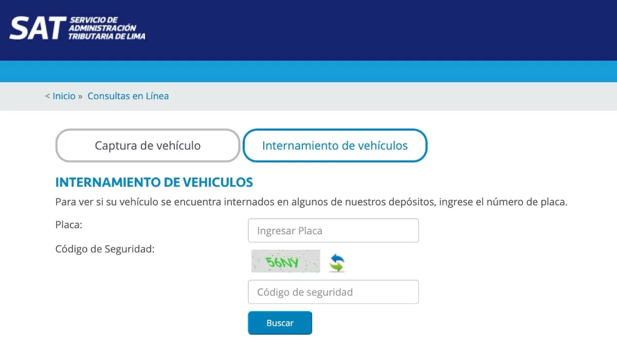 Consulta de vehículos en depósitos del SAT.