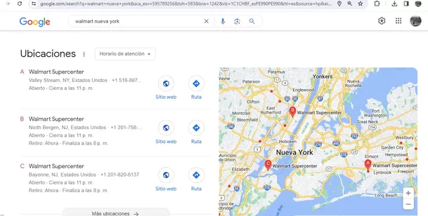 Ubicación y horario de atención de tiendas Walmart en Nueva York