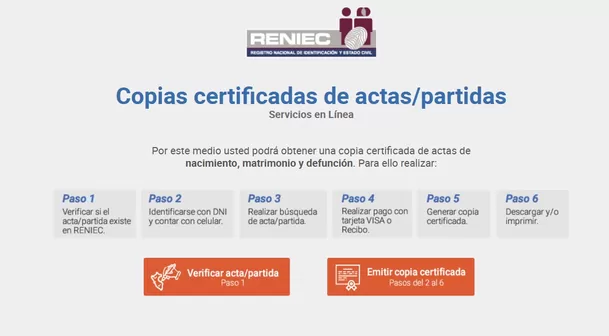 Obtener copia certificada de partida de nacimiento, acta de matrimonio o defunción. Obtener copia certificada de partida de nacimiento, acta de matrimonio o defunción.