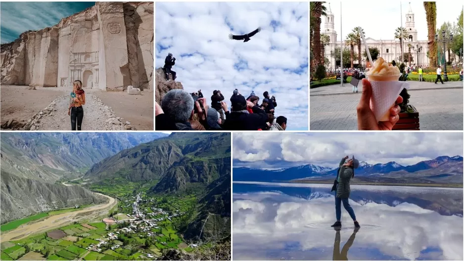 Destinos turísticos y joyas naturales que puedes visitar en Arequipa por Semana Santa. (Fotos: @eyeofshe / MachuPicchu Terra / Perú Travel / Perú Info / @silds_02)