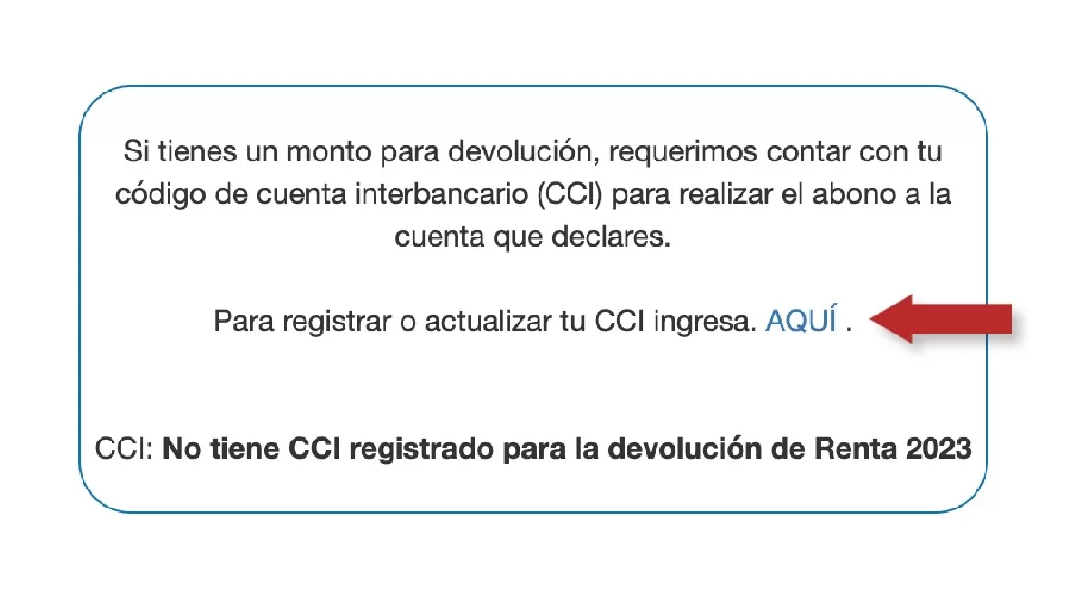 Registro de cuenta interbancaria para devolución de gastos deducibles. (Captura: UtileInteresante.pe)