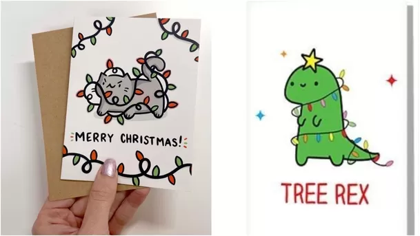 Modelos de tarjetas navideñas hechas con plumón y marcadores. (Fotos: Pinterest)