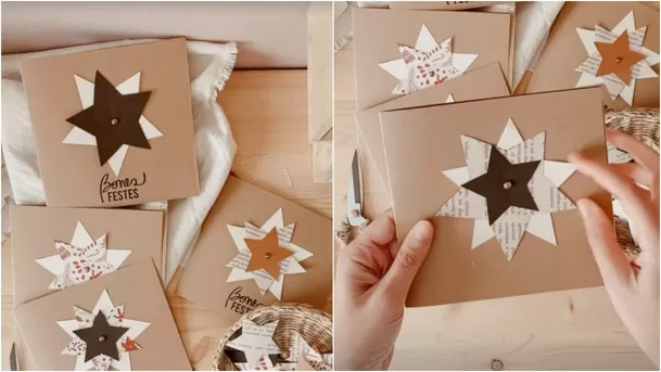 Tarjetas navideñas hechas a mano con reciclaje. (Foto: Xeniabj)