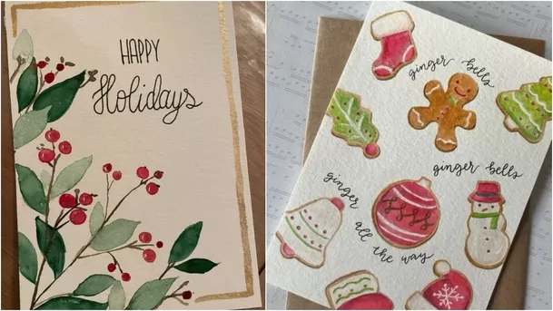 Diseños artísticos en acuarela para tarjetas navideñas. (Fotos: Pinterest)