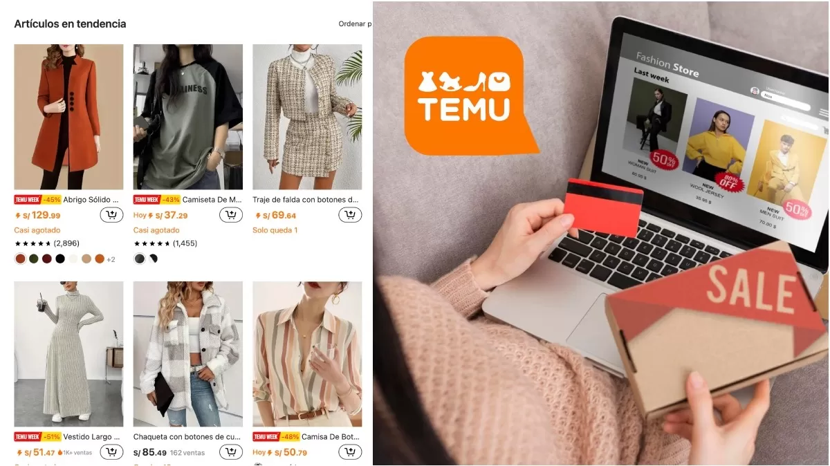 Compras online en la app de Temu. 