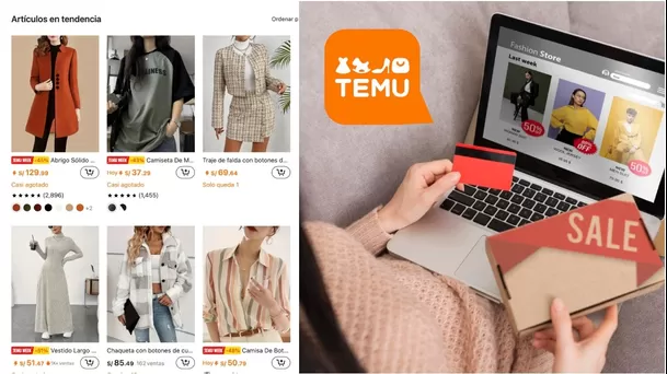 Compras online en la app de Temu. 