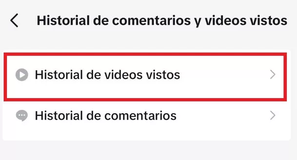 Opción de "Historial de videos vistos" en Tik Tok. (Captura: América)