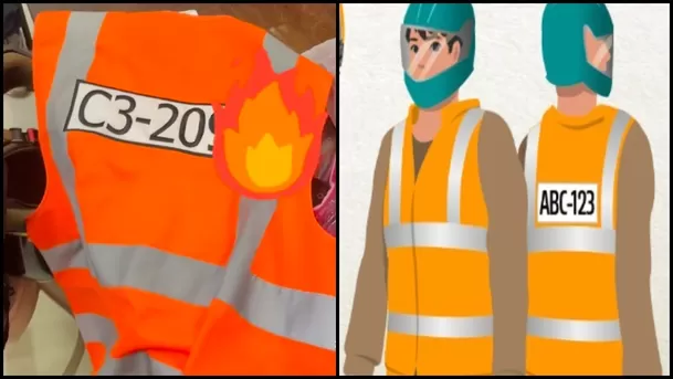 Chaleco distinto con placa para motociclistas. 