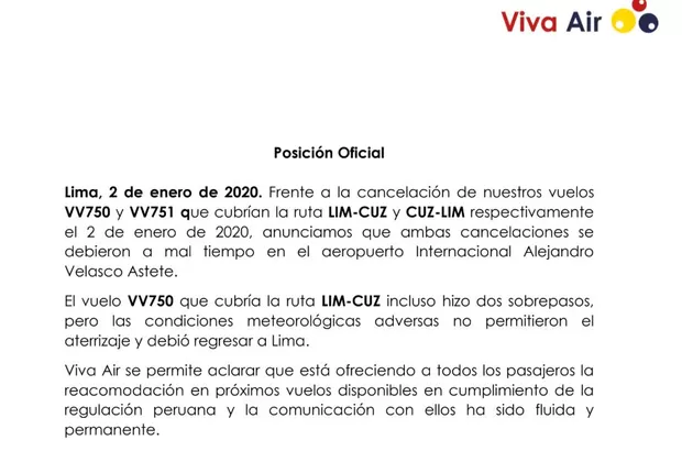 Viva Air: Estamos ofreciendo la reacomodación en próximos vuelos a pasajeros varados