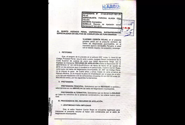 Vladimir Cerrón: prófugo gobernador de Junín apeló condena en su contra