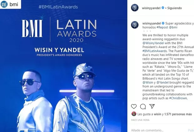 Wisin y Yandel recibirán homenaje en los Premios Latinos BMI