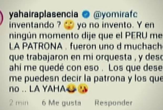 Yahaira Plasencia: “En ningún momento dije que en Perú me dicen ‘La Patrona’”