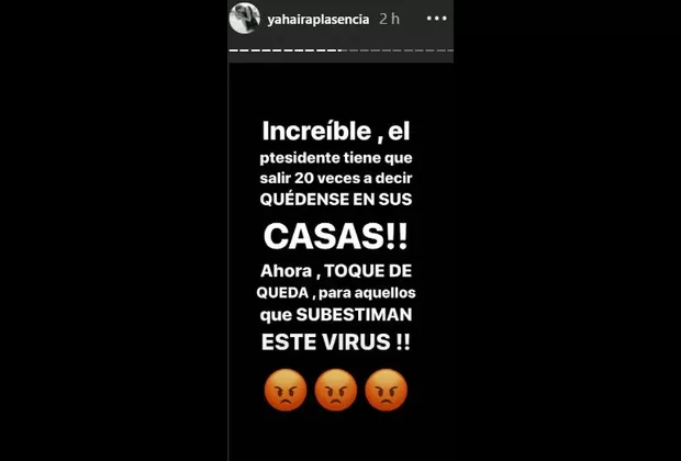 Yahaira Plasencia: “Toque de queda para los que subestiman el coronavirus”