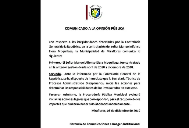 Yeni Vilcatoma: Miraflores dispone investigación por contratación de su esposo